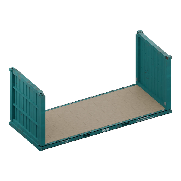 Conteneur Flat Rack 20 pieds — teal usé — National Conteneur