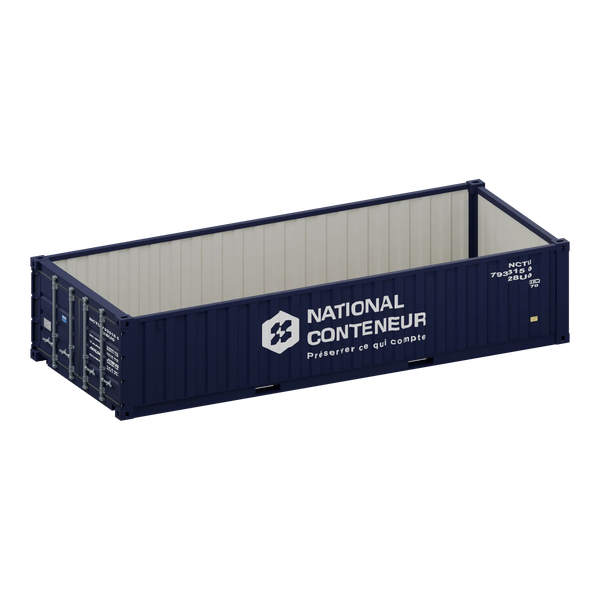 Conteneur Demi-hauteur 20 pieds · Open Top — bleu neuf — National Conteneur