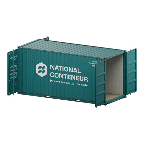 Conteneur Double Door 20 pieds · High-Cube — teal usé — National Conteneur