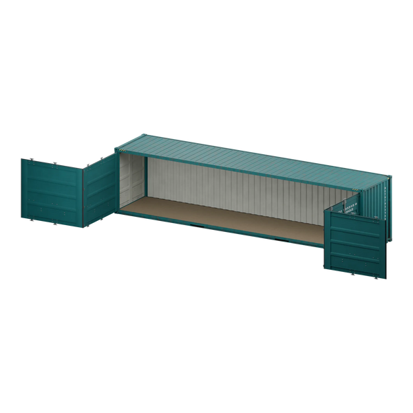 Conteneur Open Side 40 pieds · High-Cube — teal usé — National Conteneur
