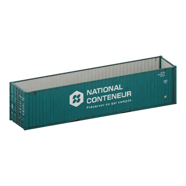Conteneur Open Top 40 pieds · High-Cube — teal usé — National Conteneur