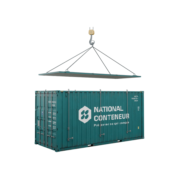 Conteneur Hard Top 20 pieds · High-Cube — teal usé — National Conteneur