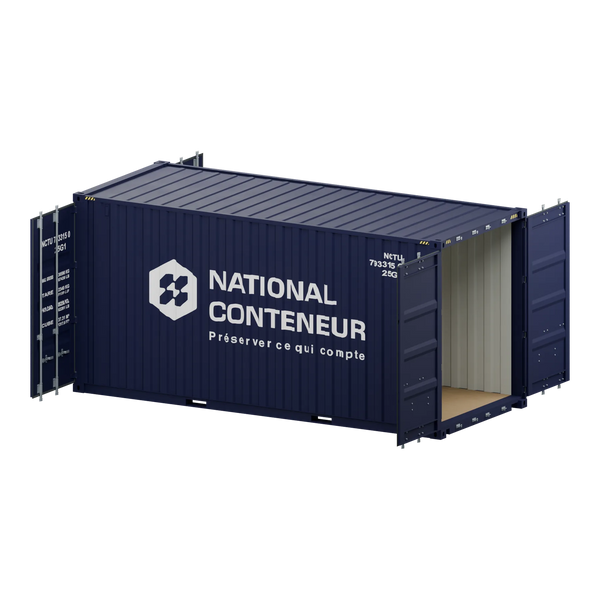 Conteneur Double Door 20 pieds · High-Cube — bleu neuf — National Conteneur