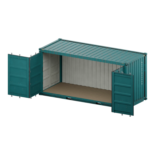Conteneur Open Side 20 pieds · High-Cube — teal usé — National Conteneur