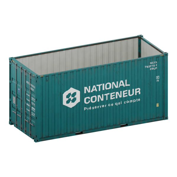 Conteneur Open Top 20 pieds · High-Cube — teal usé — National Conteneur