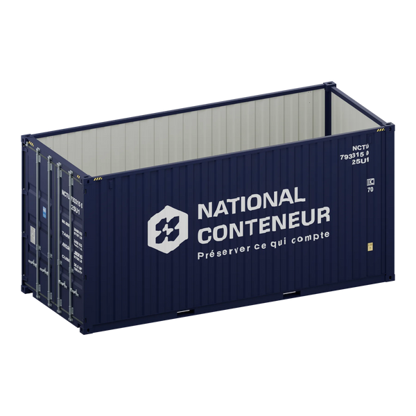 Conteneur Open Top 20 pieds · High-Cube — bleu neuf — National Conteneur