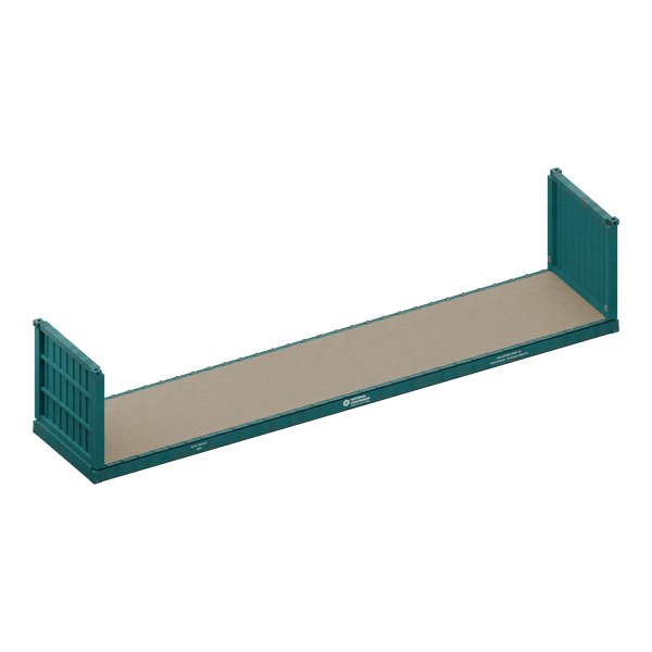 Conteneur Flat Rack 40 pieds — teal usé — National Conteneur