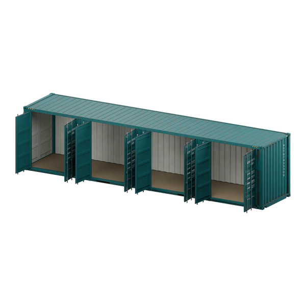 Conteneur 4 portes latérales 40 pieds · High-Cube — teal usé — National Conteneur
