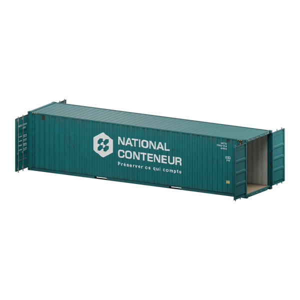 Conteneur Double Door 40 pieds · High-Cube — teal usé — National Conteneur